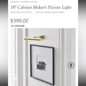 COPY - VISUAL COMFORT 18" Cabinet Maker's Picture Light